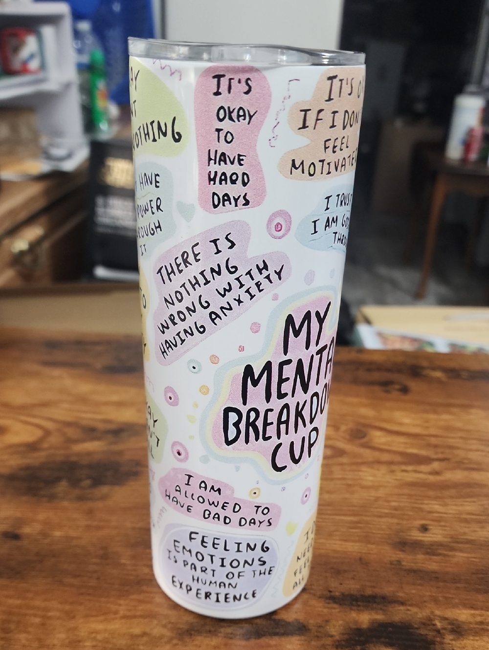 My Mental Breakdown Cup Tumbler - Pastel Affirmation Design 20oz With Straw FP24 - Picture 6 of 7
